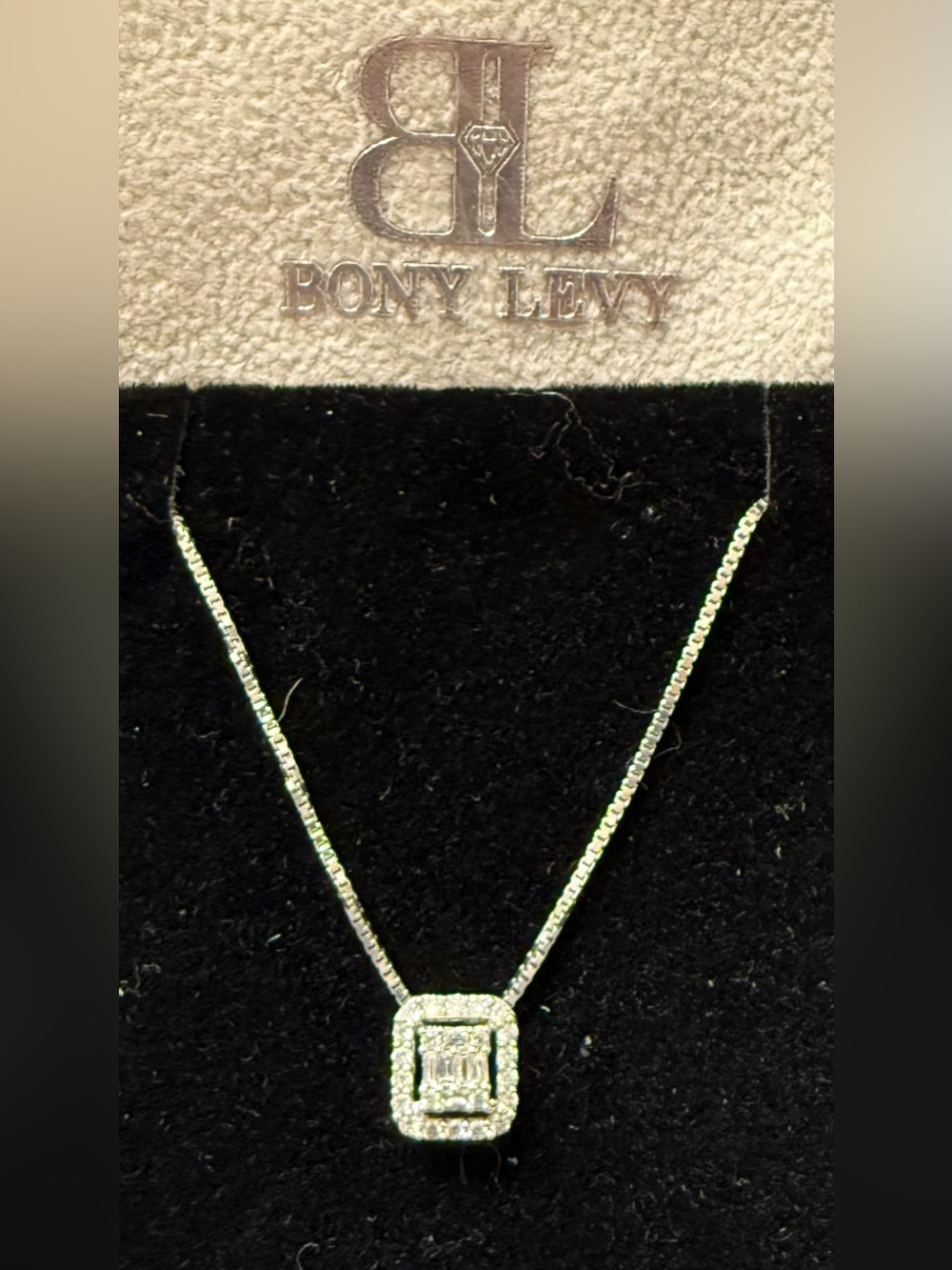 Bony Levy 18K White Gold Diamond Rectangle Pendant Necklace